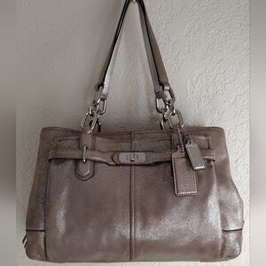 Coach Metallic Champagne Leather Chelsea Jayden Carryall Shoulder Bag